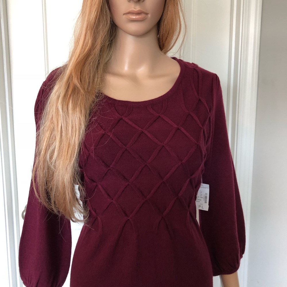 NWT Dress Barn Maroon Sweater Dress L Knee Length - Picture 3 of 8